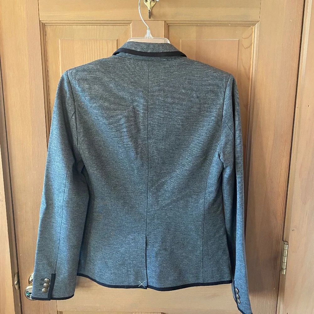 J. Crew Factory Tipped Knit Stretch Two‎ Button Gray Blazer Jacket